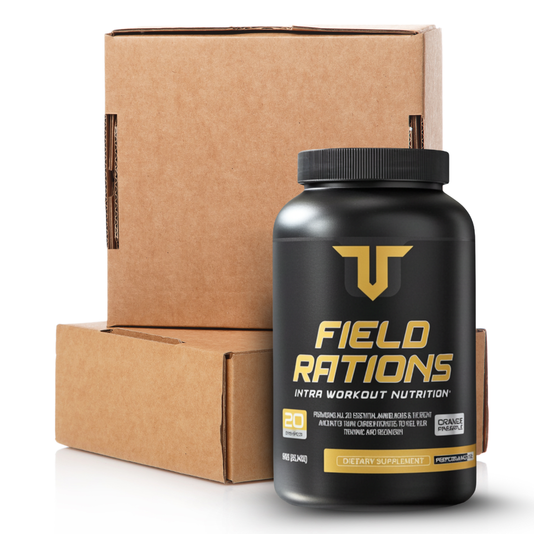 Troponin Field Rations wholesale case containing 12 tubs of intra-workout nutrition drink mix