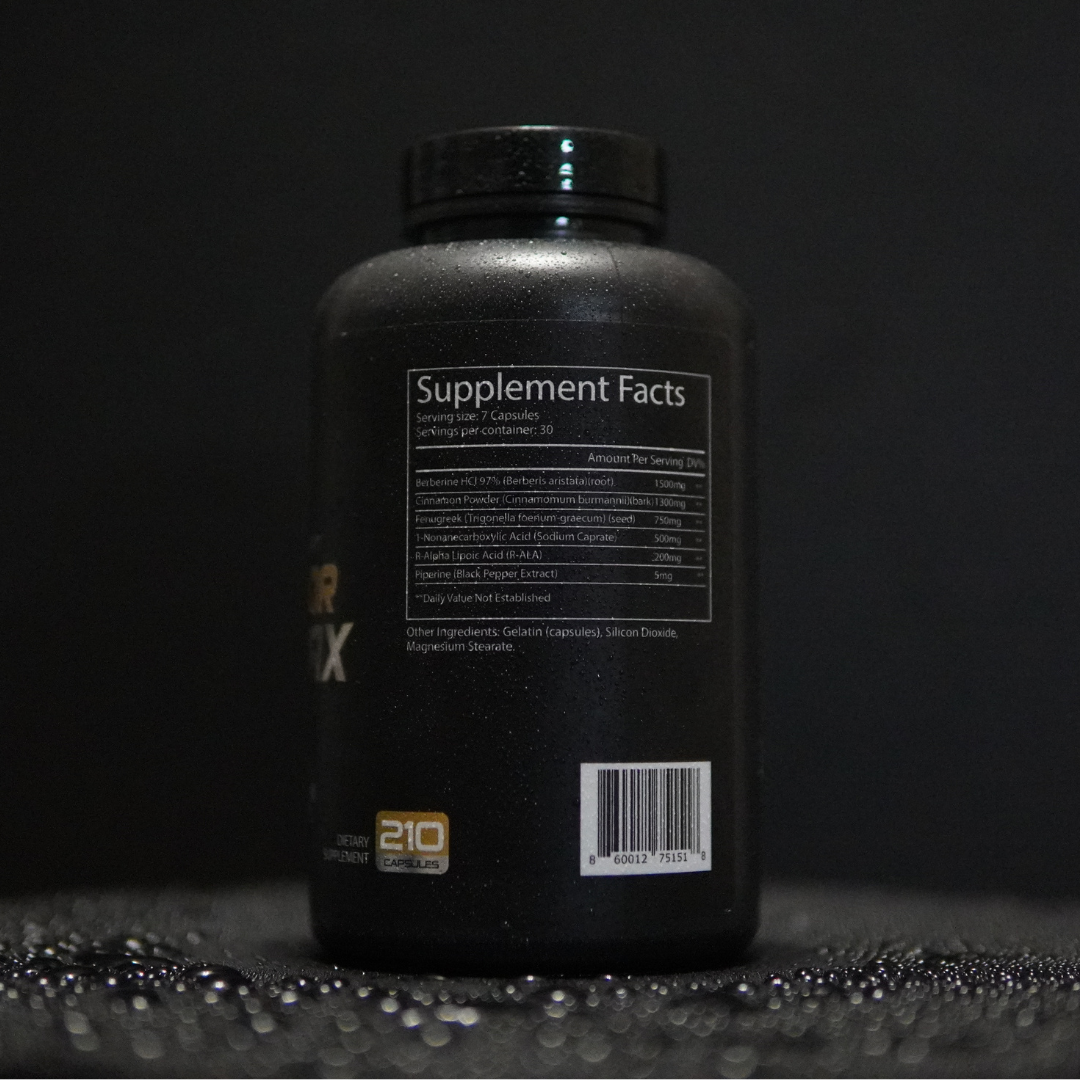 
                  
                    Suppressor Max supplement facts label with berberine cinnamon and fenugreek
                  
                