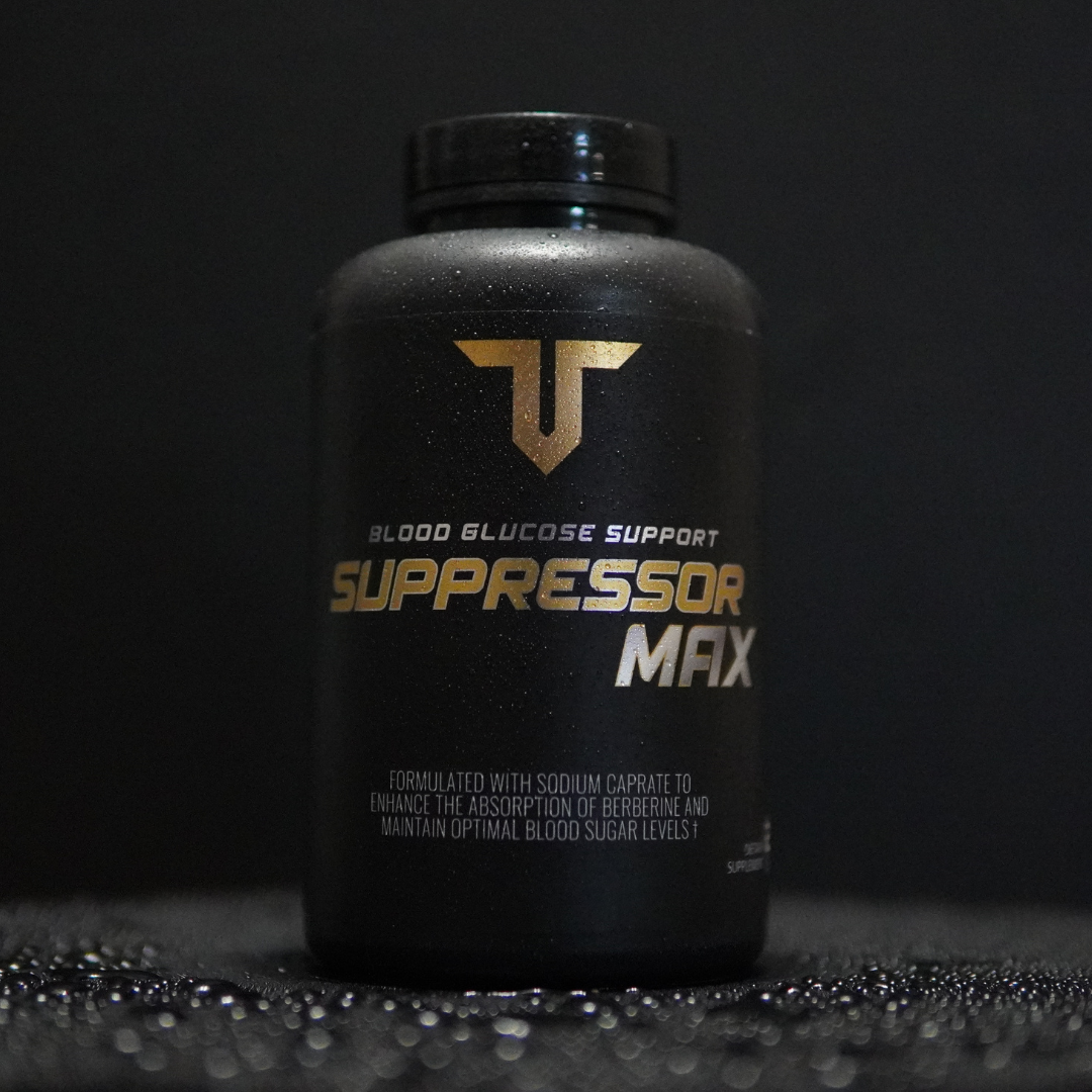 
                  
                    Suppressor Max blood glucose support supplement bottle front view
                  
                