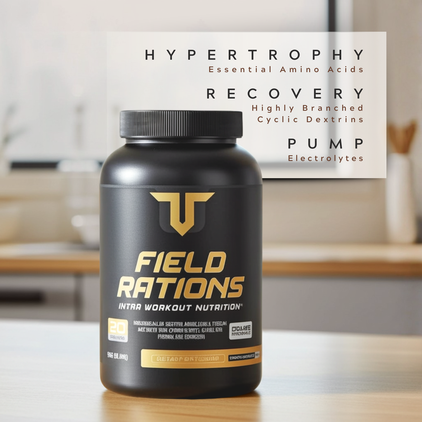 Field Rations intra-workout with EAAs HBCDs and electrolytes for hypertrophy and recovery