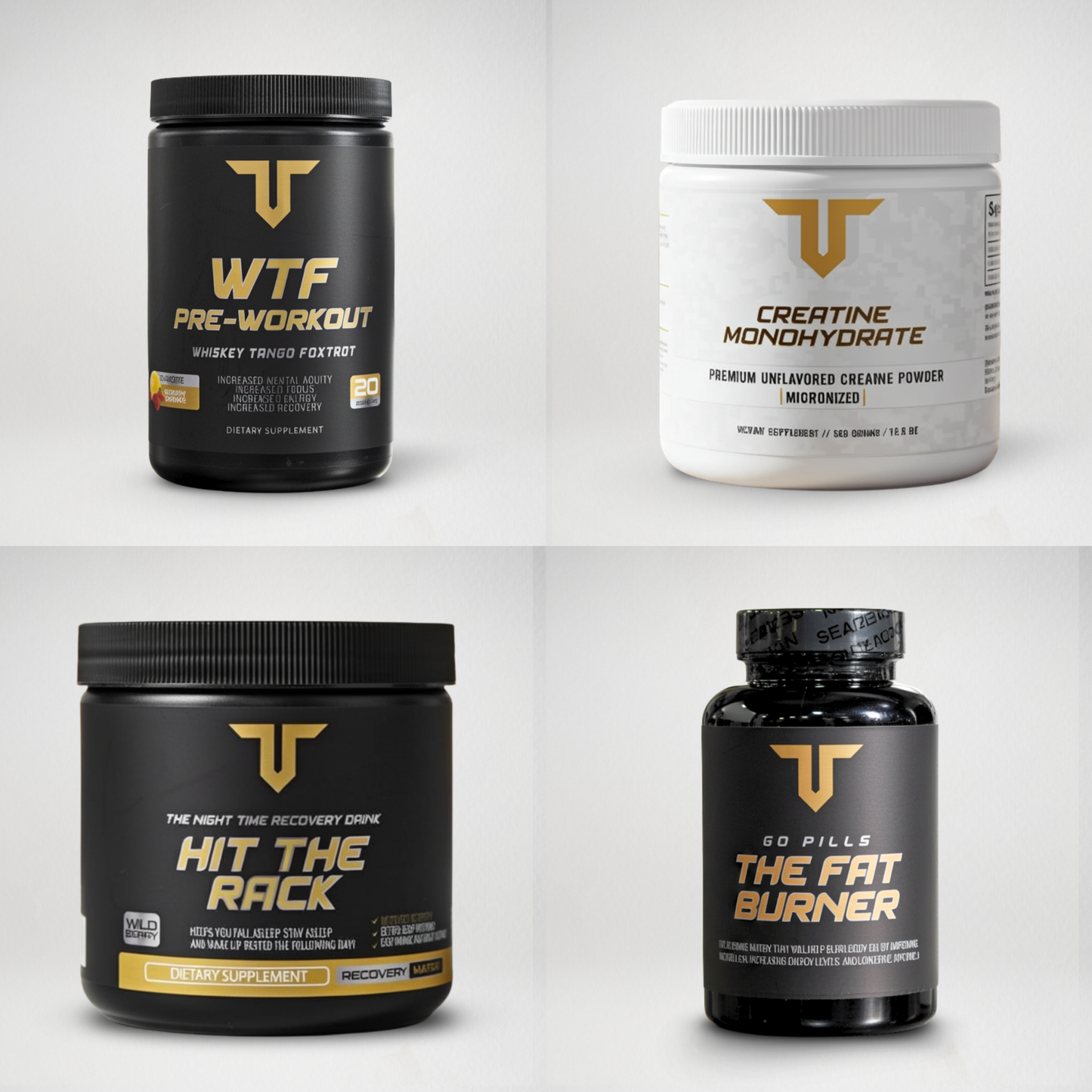 Troponin Performance Stack — WTF pre-workout, Field Rations, creatine, and Go Pills supplement bundle