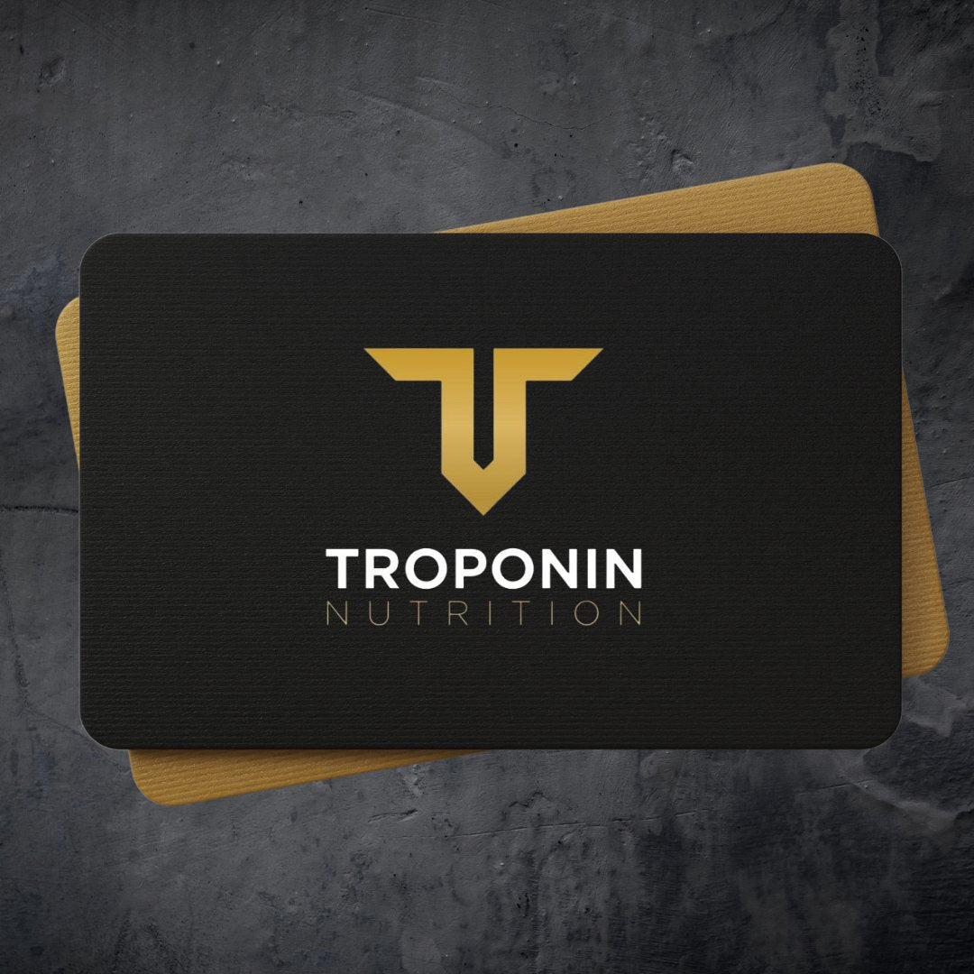 Troponin Supplements gift card with gold logo